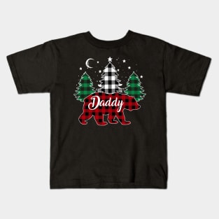 Daddy Bear Buffalo Red Plaid Matching Family Christmas Kids T-Shirt